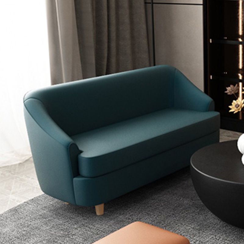 21.65" W x 27.55" H Faux Leather Recessed Arm Sofa Contemporary Stain Resistant Sofa