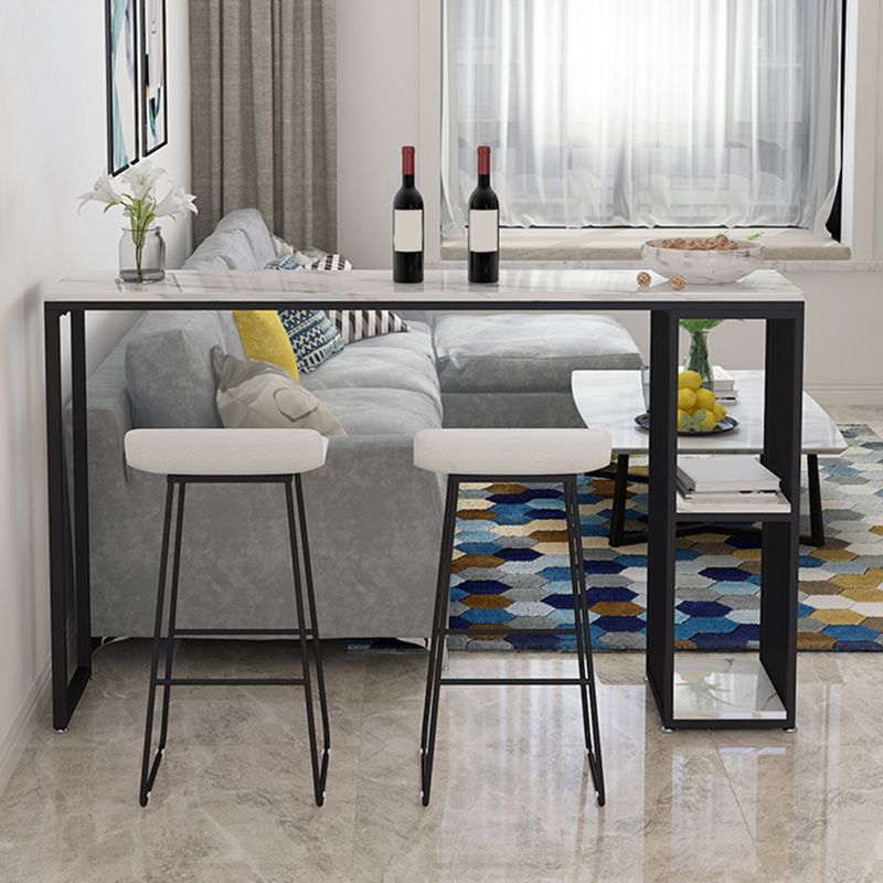 Modern Style Bar Table 1/3 Pieces Rectangle Faux Marble Counter Set