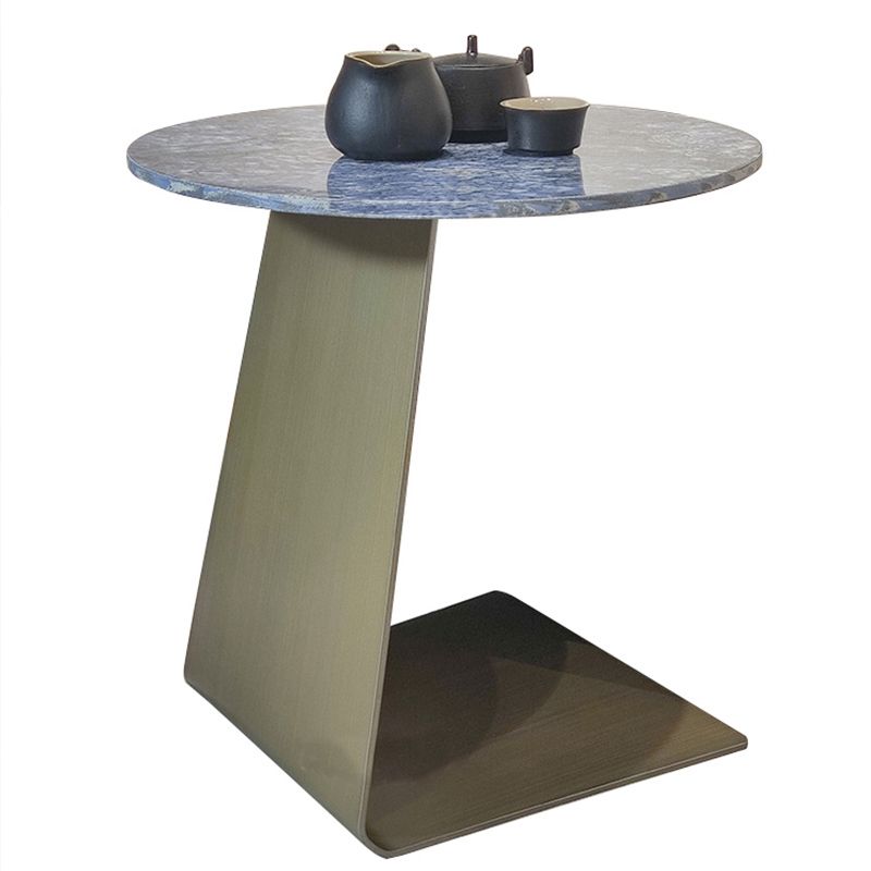 Contemporary C Round Stone Side Table, Dia 15.7"/17.7"/19.7"
