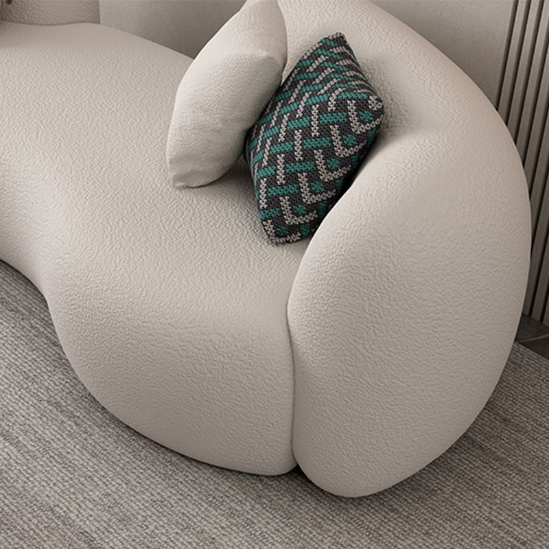 Contemporary Tight Back Tuxedo Arm Curved Settee Couch in Grey/white