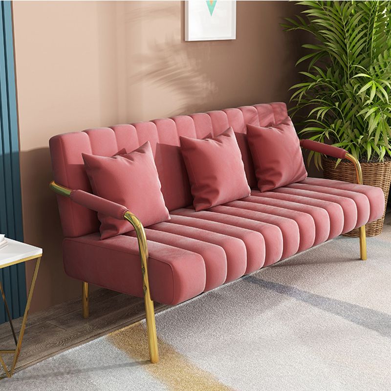 Contemporary 28.3" H  Velvet Sewn Pillow Back Sofa for Living Room
