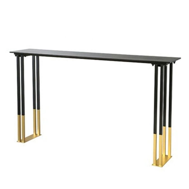 Glam Sintered Stone Bar Table Metal Base Bar Table for Kitchen Living Room
