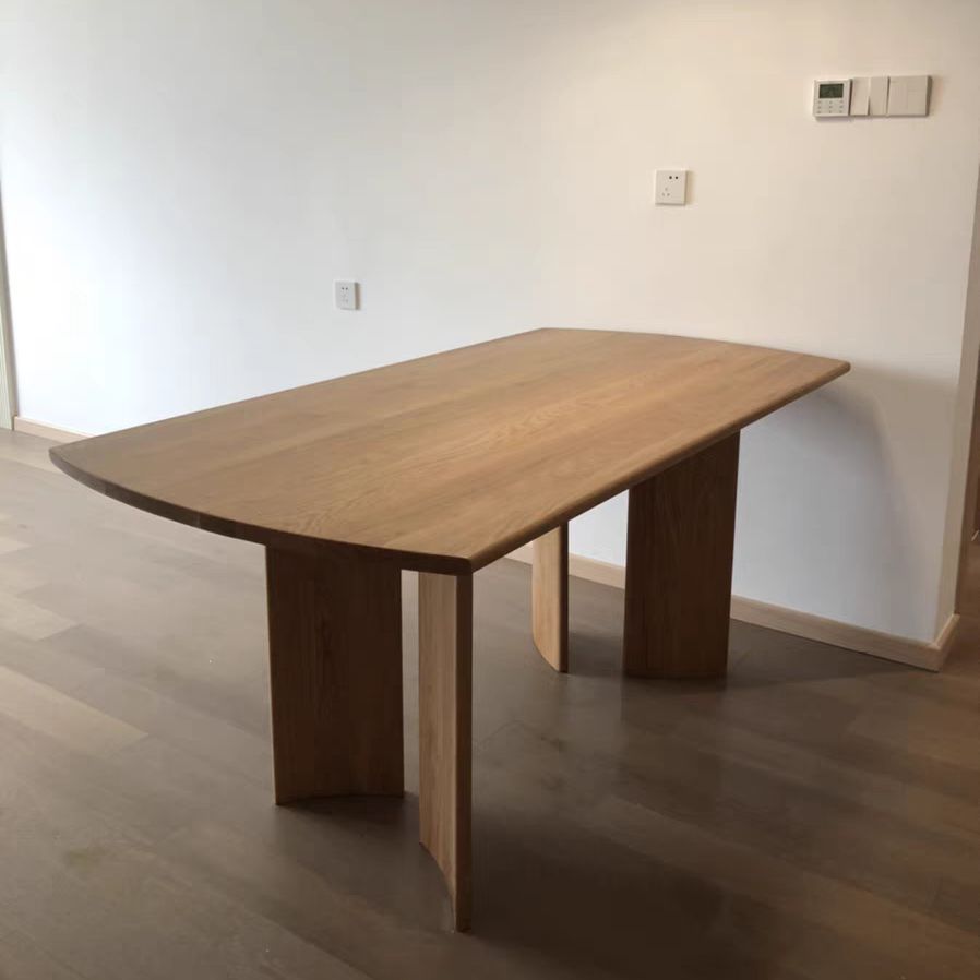 Rectangle Casual Dining Table Wood Color Fixed Table with Pinewood Solid Wood