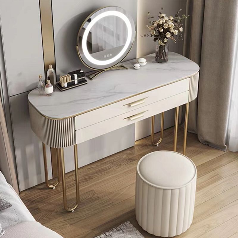 2 Drawers Makeup Table Desk Vanity for Women with Stool- 17.72" D