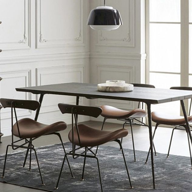 Industrial Chair with Metal Base 29"H Open Back Dining Side Chair for Restaurant