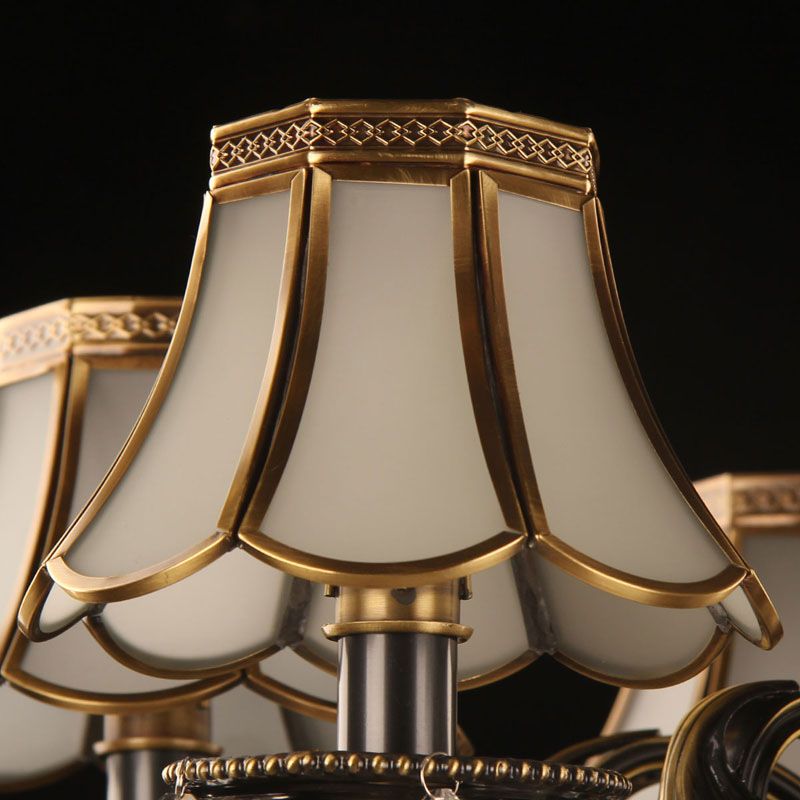 Scalloped Bedroom Wall Lamp Countryside Ivory Glass 1 Light Black Wall Mount Light