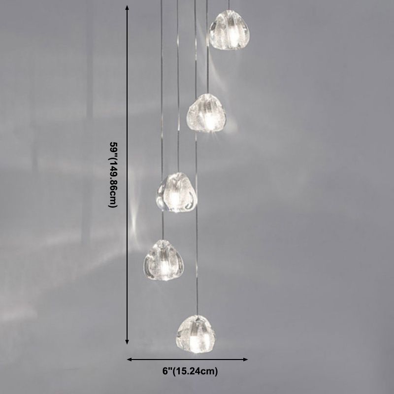 Modern Ball Pendant Clear Crystal 5/7/26 Heads Multiple Hanging Ceiling Light for Spiral Stair