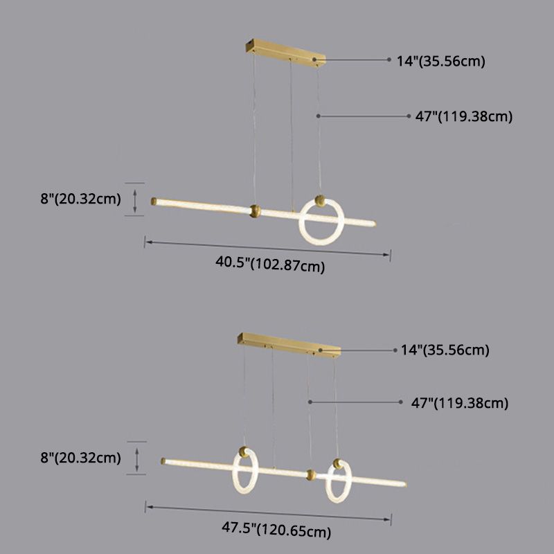 Minimalismo moderno Gold Linear Island Accensione a sospensione LED LED ACRILICO AFFICIO DI ACCOLO PER TAVOLO DELLA PESA