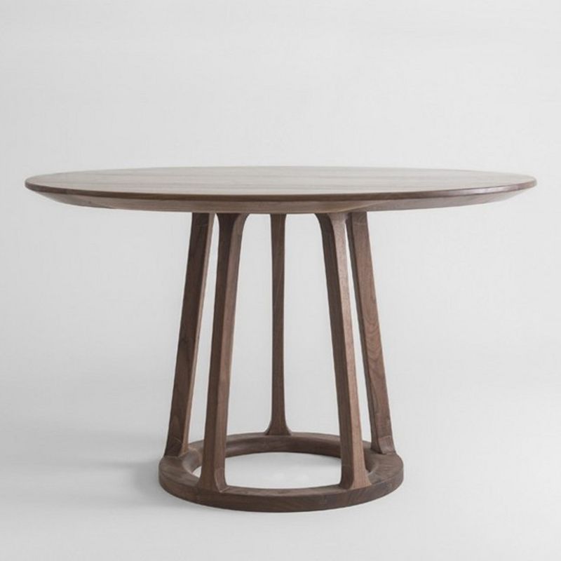 Mesa de comedor de madera maciza de estilo moderno Mesa redonda marrón con base de pedestal para el hogar