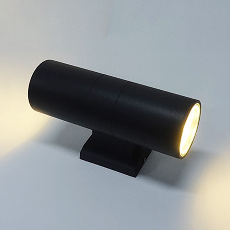 Contemporary Black Wall Light Cylinder 2 Lights Wall Washer with Aluminum for Outdoors