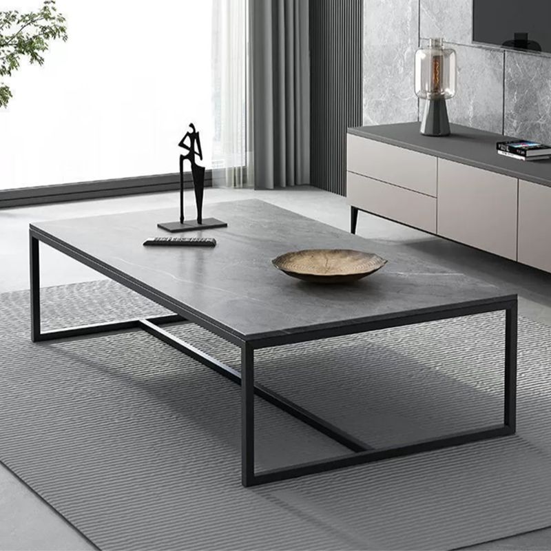 Trestle Type Base Rectangular Slate Table Board Ornate Style Coffee Table