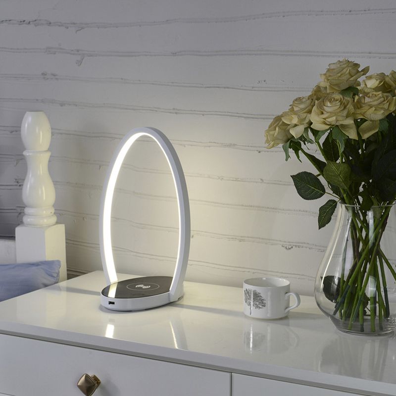 Chargeur sans fil en forme d'oeuf lampe à LEM nordique Métal Métal Lumière de nuit en blanc