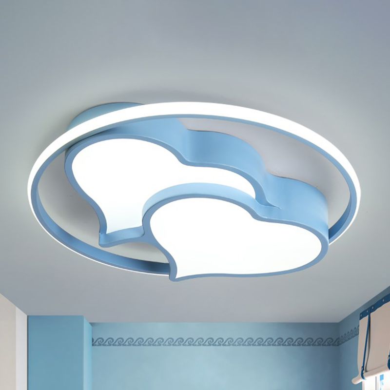 Moderne ringförmige Deckenleuchte mit 2-Herz-Unterputzleuchte aus Acryl und Metall für das Wohnzimmer