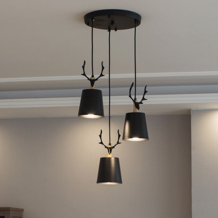 Decoración de ciervos de luz colgante de estilo nórdico de 3 bulb