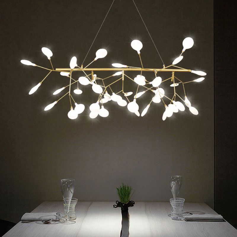 Minimalist Tree Branch LED Hanging Light Metallic Dining Room Island Ceiling Light in Gold