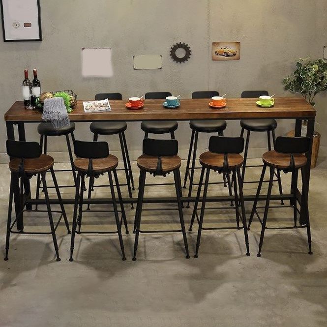 Industrial Bar Table Set 1/4/6/11 Pieces Solid Wood Pub Dining Set for Indoor