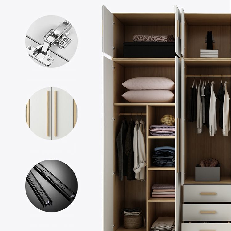 Hinged Wardrobe Cabinet with Garment Rod Contemporary Wardrobe Closet