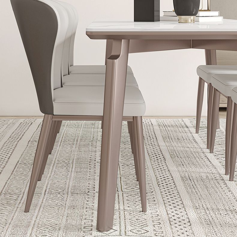 Sintered Stone Medieval Modern Table Rectangle Table with 4 Wooden Legs for Restaurant