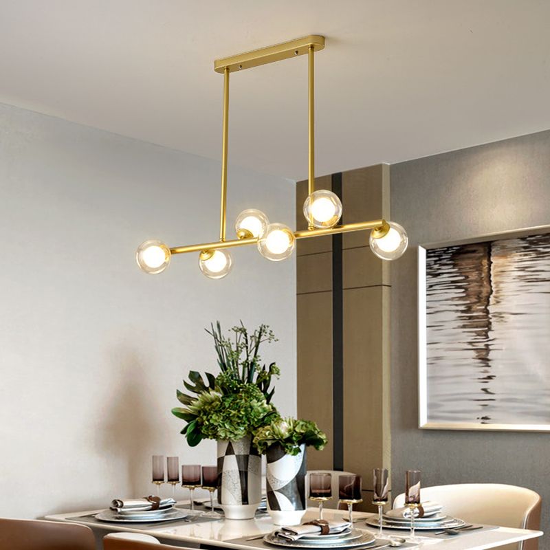 Modern Fashionable Sputnik Island Pendant Light Wrought Iron Hanging Lamp with Glass Shade