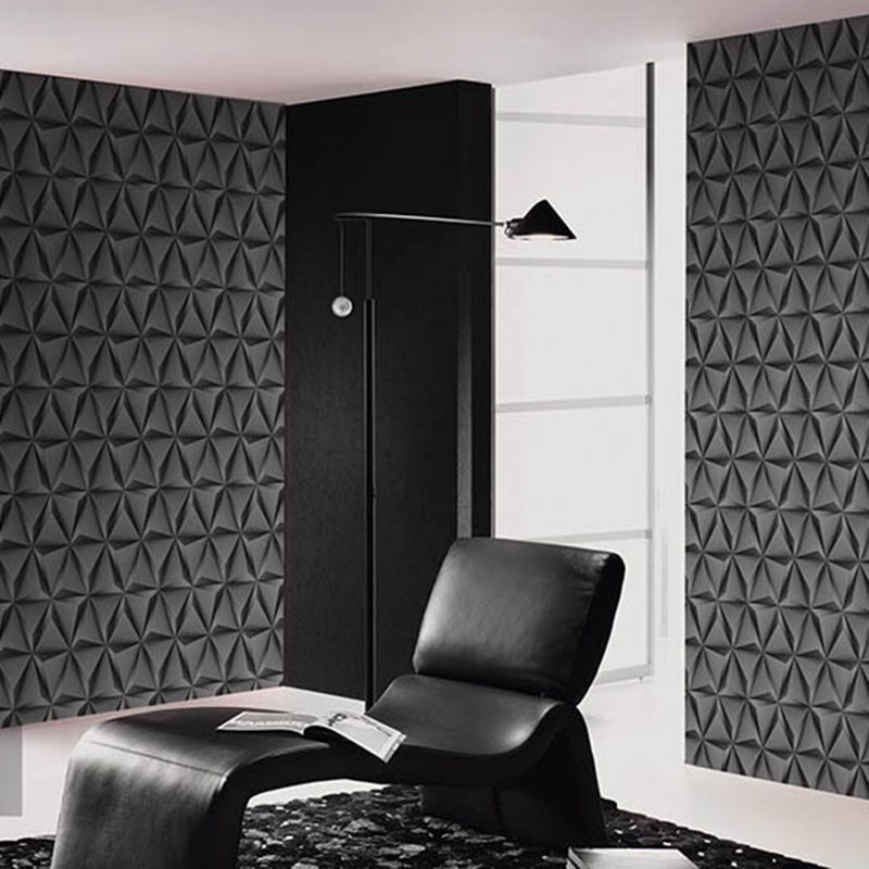 Plaster Wallpaper with 3D Print Triangle and Harlequin Design, 20.5"W x 33'L