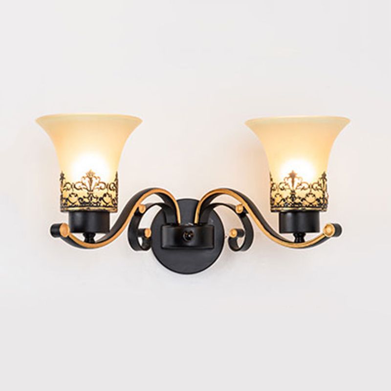 White Glass Wall Mount Lamp 1-Light Traditional Wall Lighting Fixture for Bathroom
