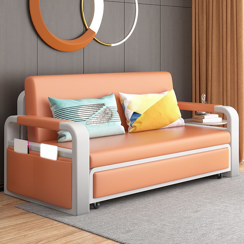 Contemporary Square Arm Removable Sofa Bed Metal Frame Sofa with Storage for Apartment