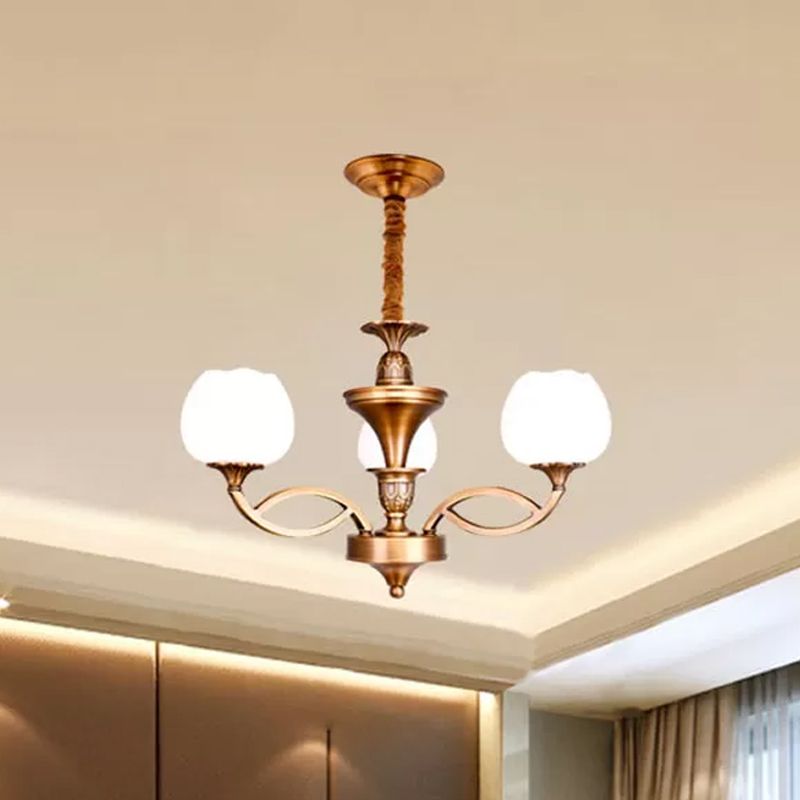 Flowerbud woonkamer plafond kroonluchter traditioneel wit glas 3/6/8 bollen koperen suspensielamp