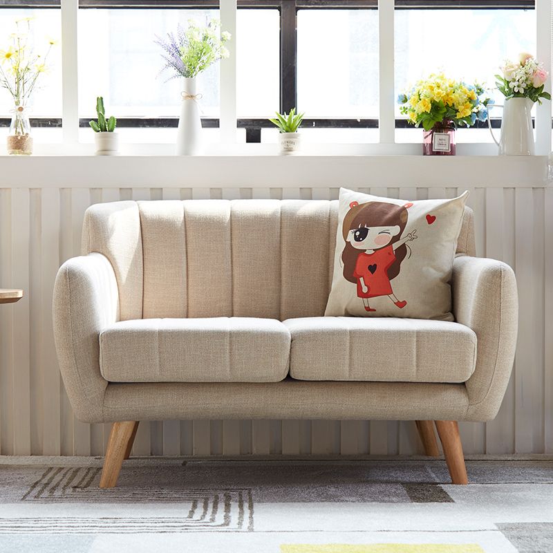 Cotton Blend Pillows Tuxedo Arm Settee Loveseat for Two People