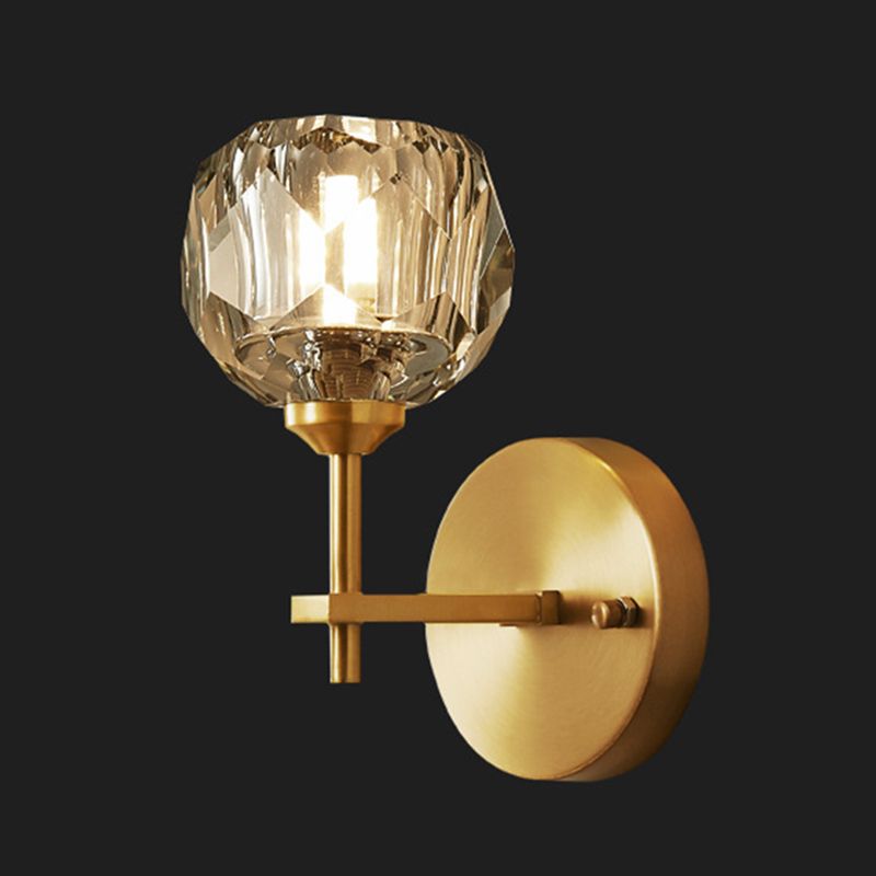 Ball Shape Sconce Light Fixture Post-Modern Style Beveled Crystal Wall Lights