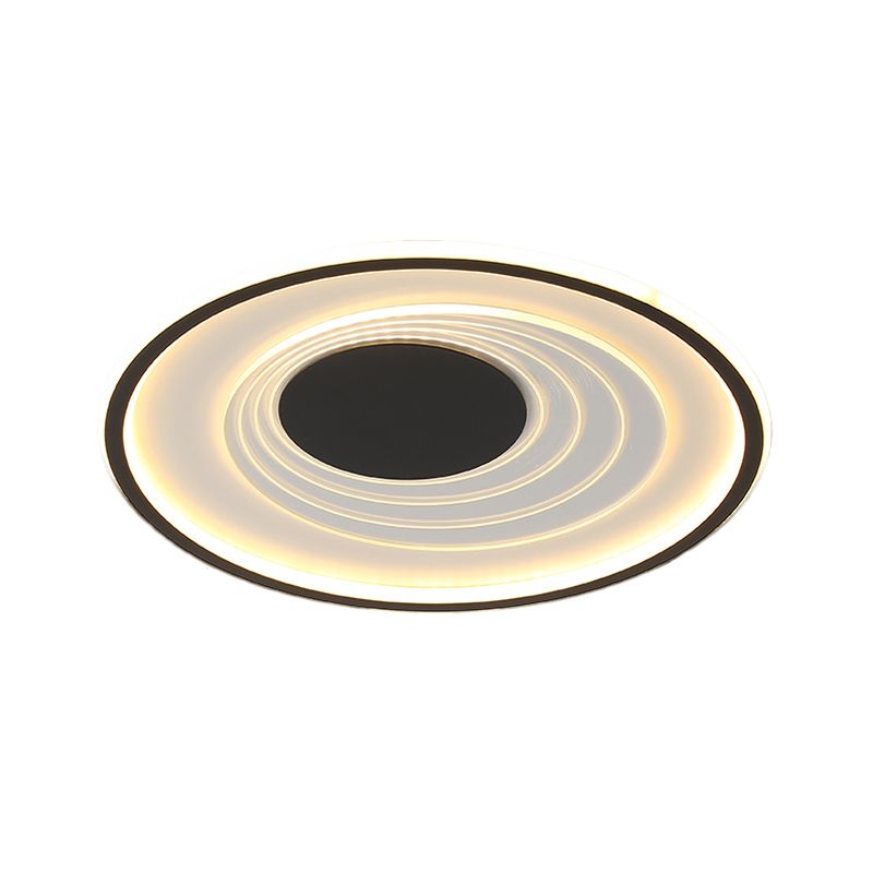 Planetary Orbit Flush Lamp Minimalism Metal Black/Gold LED Ceiling Fixture in Warm/White Light, 16"/19.5" Width