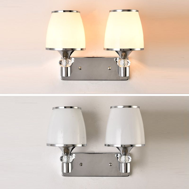 Modern Glass Shade Wall Lamp 1/2-Light Wall Sconce Lighting for Bedroom