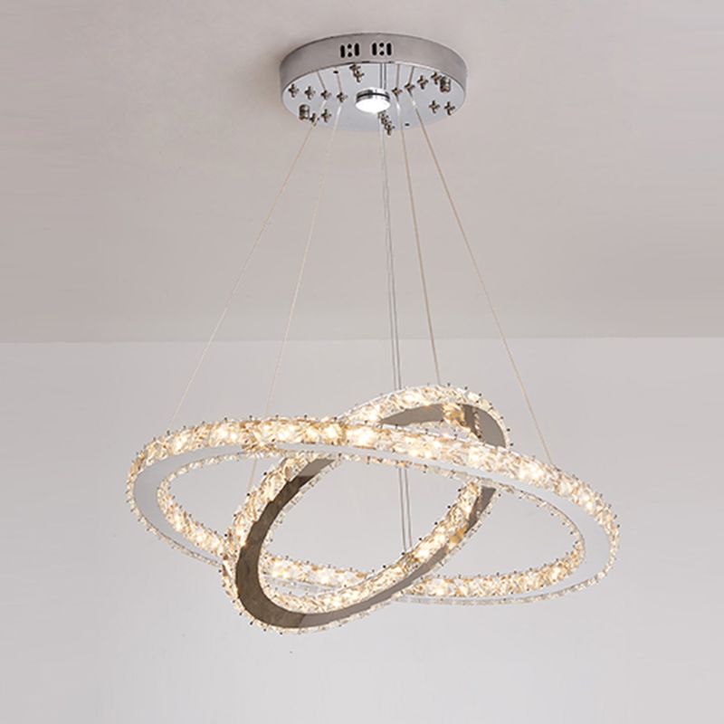 Contemporary Tiered LED Hanging Ceiling Lights Gold Crystal Pendant Chandelier for Living Room