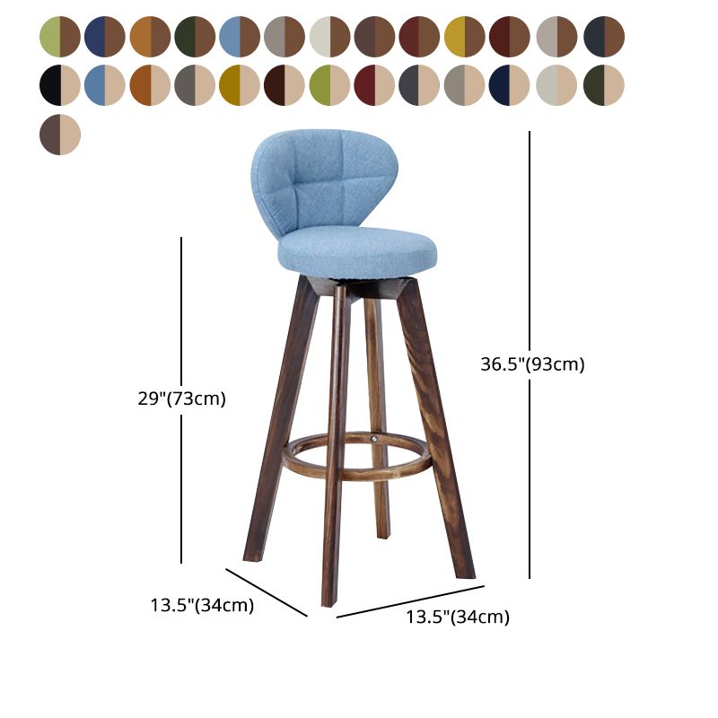 Contemporary Solid Wood Barstool Indoor Bar Stool with Footrest and Cushion