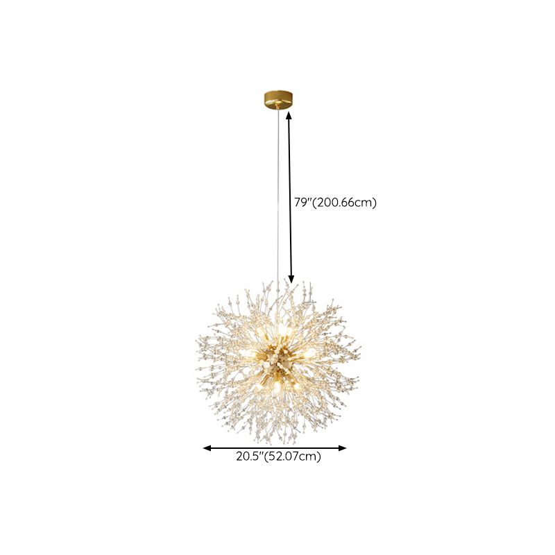 Sputnik Island Lamp Modern Hanging Light with Crystal for Dining Room