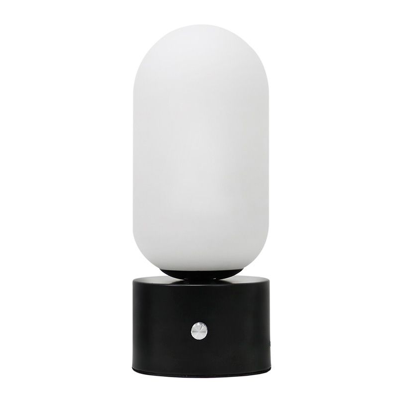 Modern Style Geometry Night Table Lamp White Glass One Light Table Light in Black