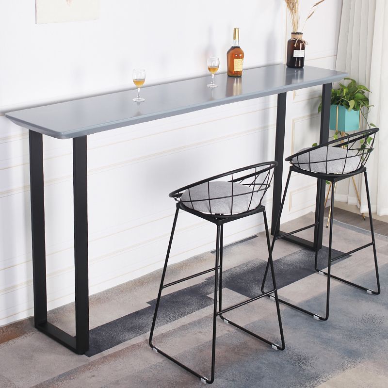 Indoor Grey Wood Bar Set 1/2/3 Pieces Rectangle Industrial Table and Stool Set