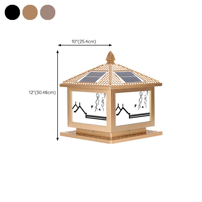 Rectangle Shape Metal Outdoor Light Modern Style 1 Light Solar Pillar Light