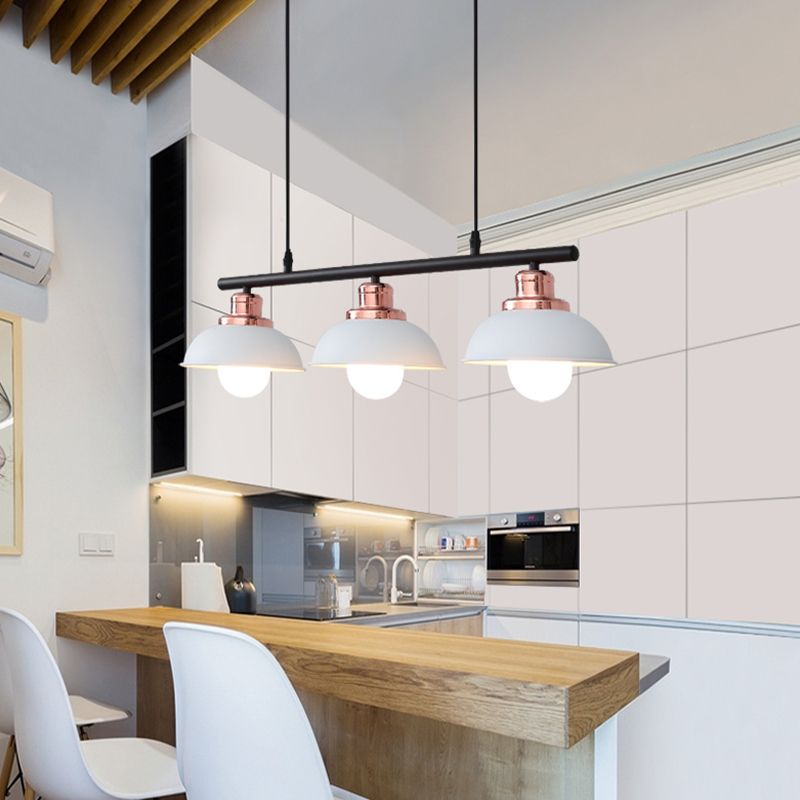 Cucina cucina isola lampada metallizzata a 3 luci in stile industriale Isola appesa Luce in nero/bianco
