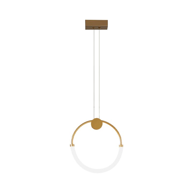 Acrylic Circular Chandelier Lamp Nordic 1/3 Bulbs Gold Pendant Lighting Fixture in Warm/White Light