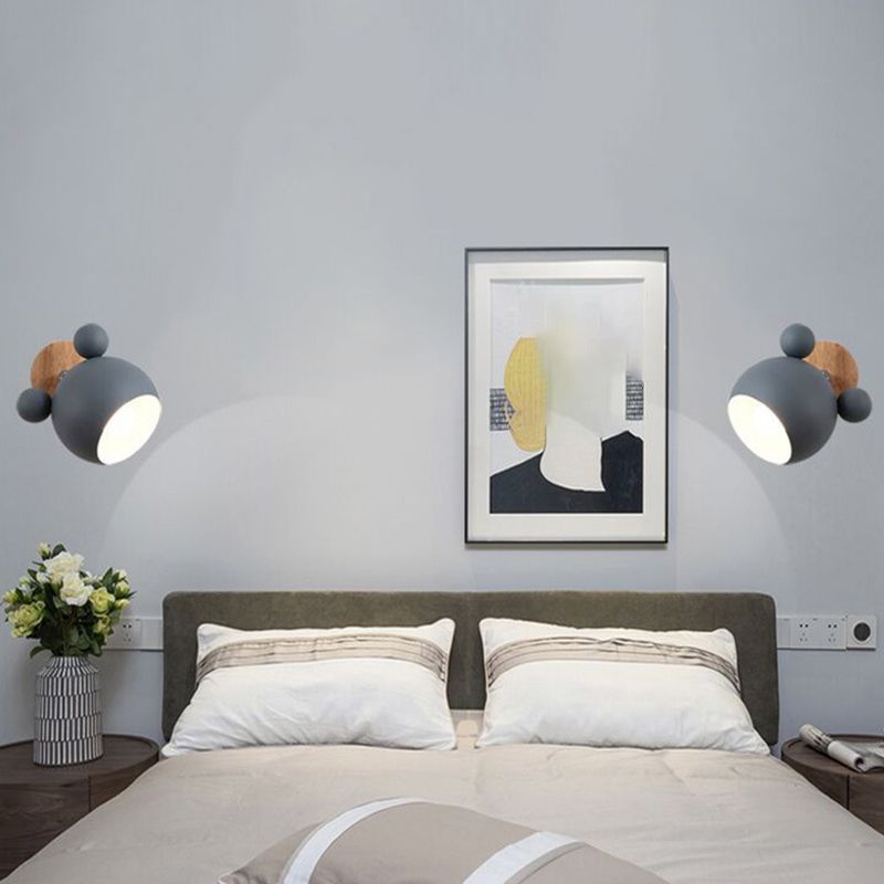 Children Flush Mount Wall Light Polish Finish Wood Lighting for Home