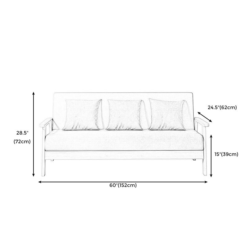 Fabric Square Arm Slipcovered 2/3 Seat Sofa Solid Color Sofa for Apartment