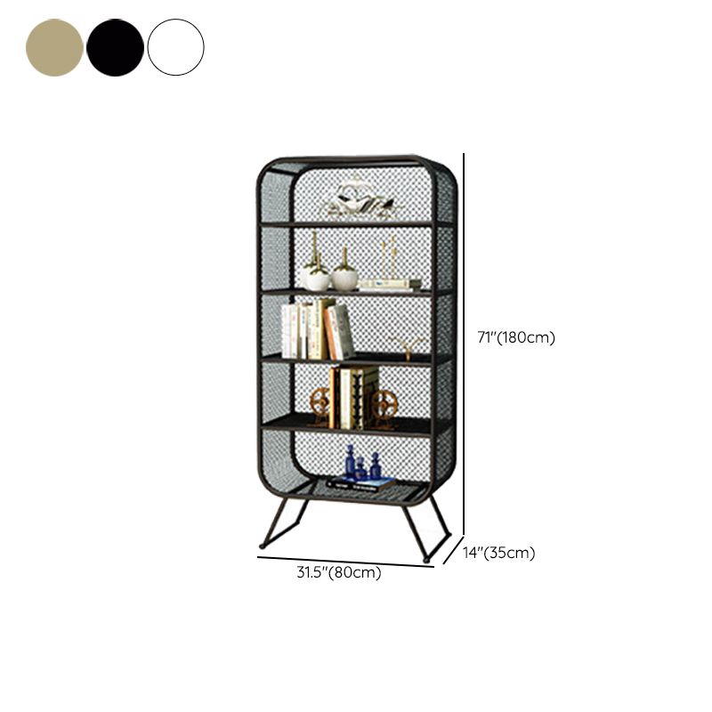 Glam Antique Finish Shelf Bookcase Standard Metal Bookshelf with Shelves