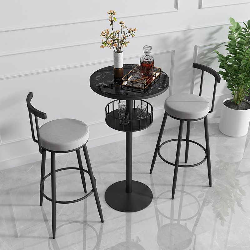Glam Metal Upholstered Barstool Indoor Bar Stool with Iron Legs