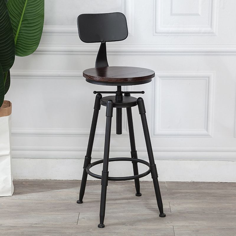 Industrial Armless Elevatable Counter Stool Iron Bar Stool with Pedal for Cafe