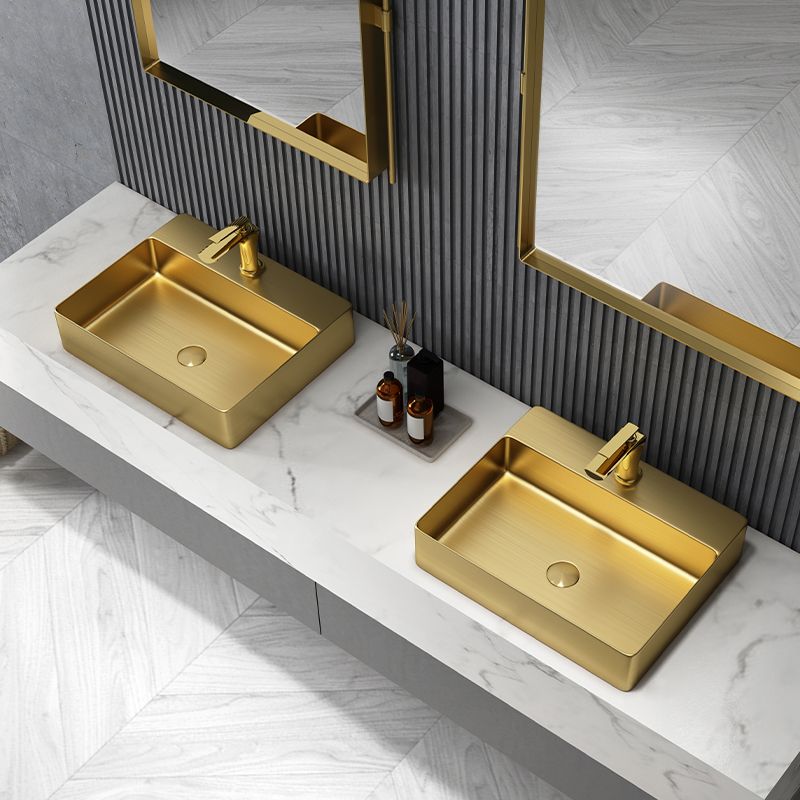 Modern Bathroom Sink Rectangular Bathroom Sink with Basin and Faucet