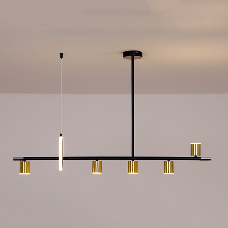 Modern Metal Track Lamp Multi-Head Restaurant Island Lighting Fixtures with Acrylic Shade