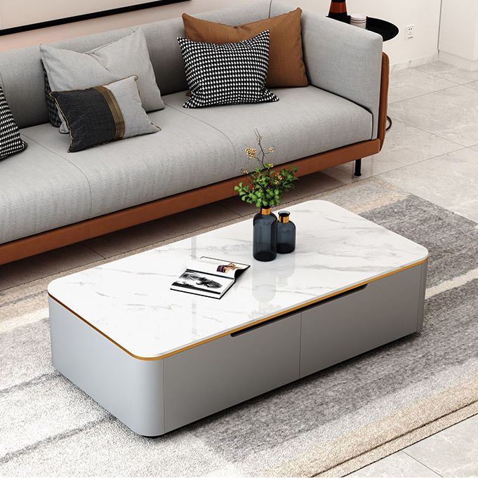 Block 1 Single Coffee Table with Drawers Modern Rectangular Cocktail Table