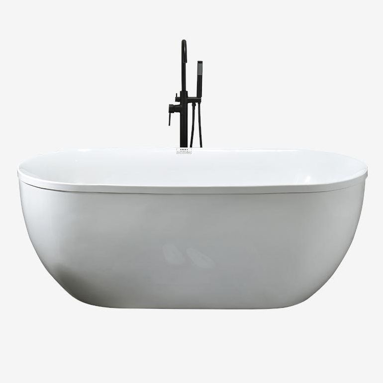 Modern Oval Bathtub Acrylic Freestanding Soaking White Back to Wall Bath