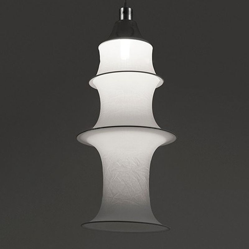 Hedendaagse witte zijden hanglamp LICHT BEWERK 1 Licht geometrisch hangend plafondlicht