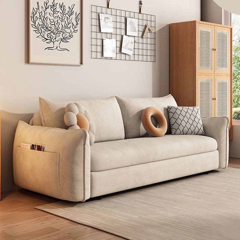 Scandinavian Styled Square Arm Sleeper Sofa Faux Leather Sofa Bed